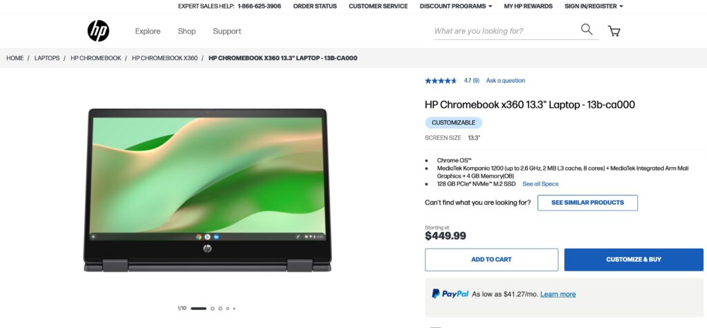 HP Chromebook x360 13.3 Laptop