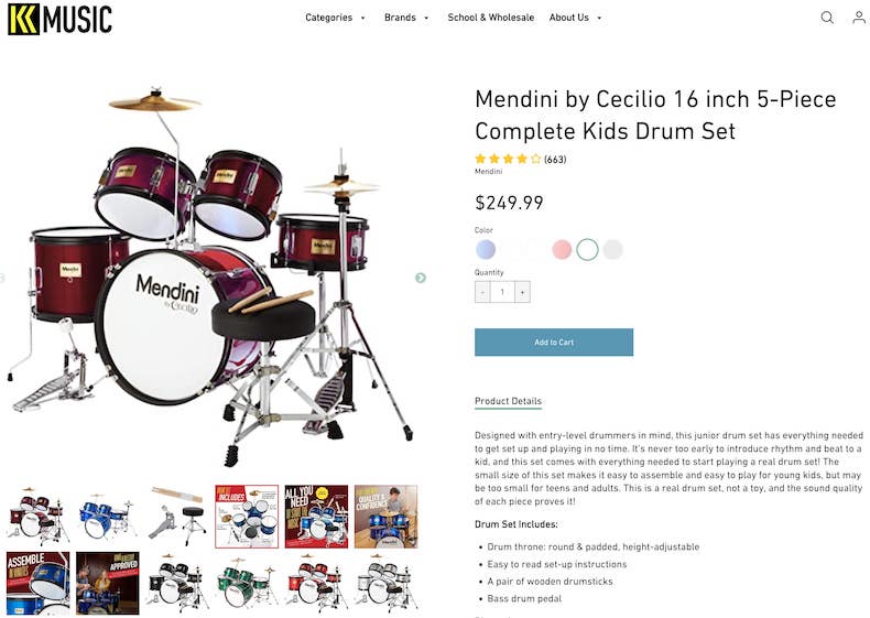Mendini by Cecilio Kids Drum Set