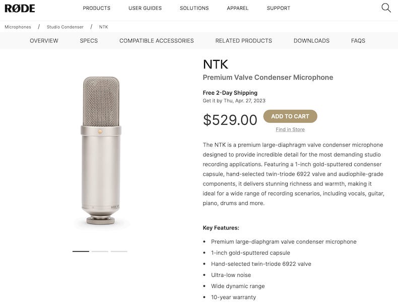 Rode NTK Tube Condenser Microphone