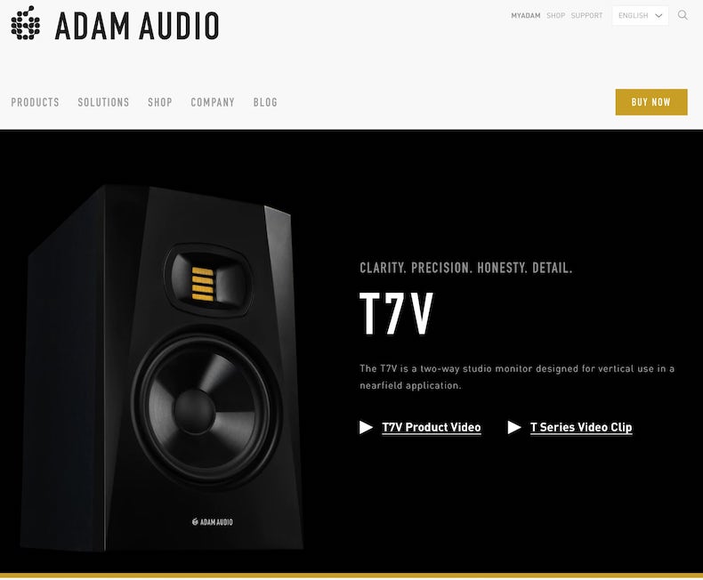Adam Audio T7V bring high-end studio monitor quality to a budget price range. The T7V is a more affordable option to the Adam Audio A7V monitors, and it delivers extended high frequencies for a wider soundstage and impressive detail.