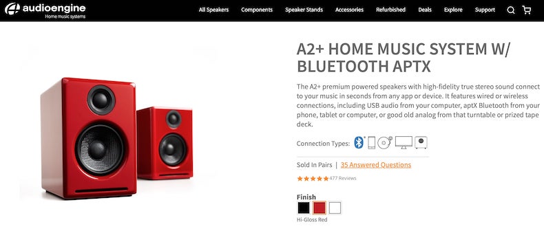 Audioengine A2+ contain high quality components that deliver great quality. They also offer Bluetooth connectivity.