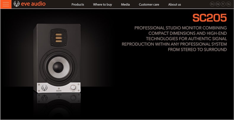 The Eve Audio SC205 are a professional studio monitor system combining compact dimensions and high-end technologies for authentic signal reproduction.