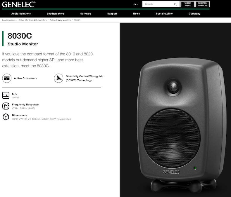 The Geneec 8030C are a quality cheaper alternative to the 8330A. They provide an uncompromised sound for smaller spaces.