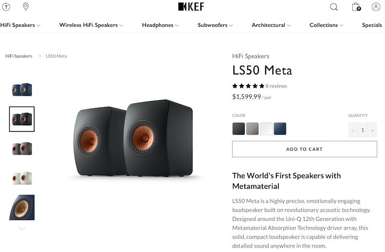 KEF LS50 Meta are a truly unique approach to speakers. They are highly precise, made from meta-material that absorbs 99% of unwanted sound from the read driver, therefore reducing distortion. This produces an incredibly accurate audio experience.