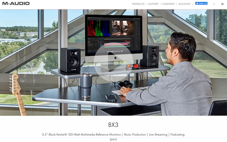 M-Audio BX3 is a compact and versatile studio monitoring solution for multimedia creators. They deliver a full and rich sound.