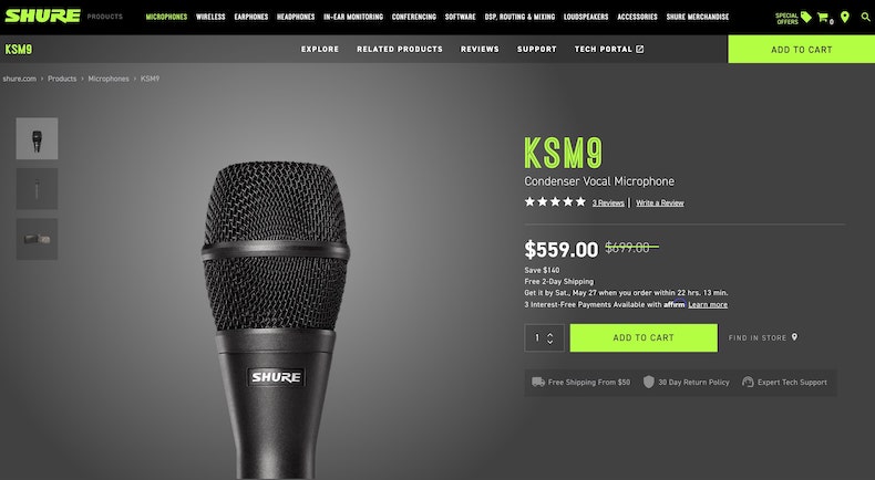 Shure KSM9 Condenser Microphone