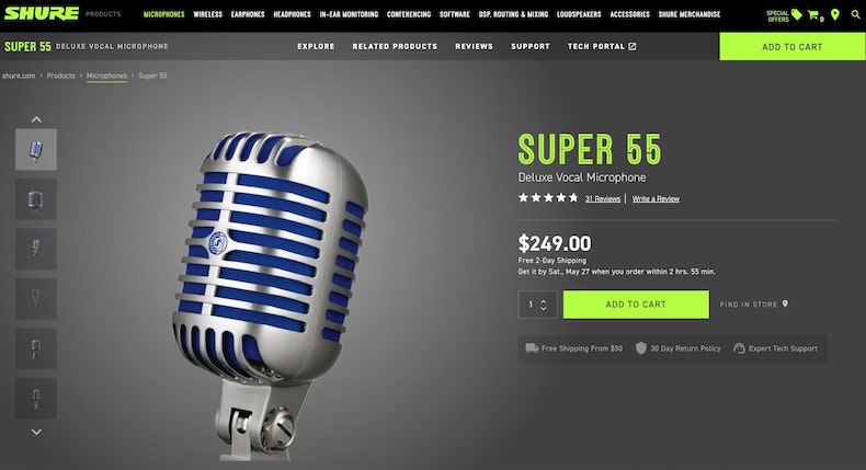 Shure Super 55 Dynamic Microphone