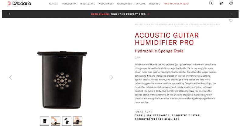 D'Addario Acoustic Guitar Humidifier Pro