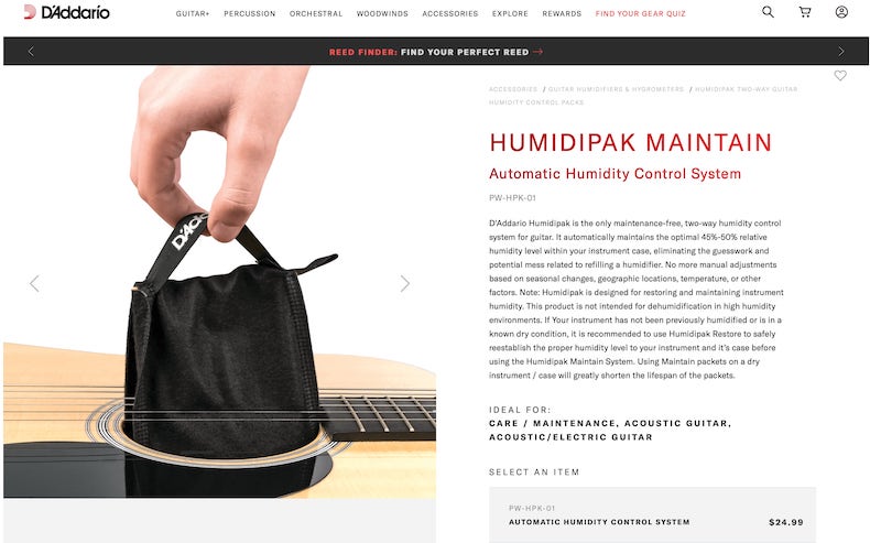 D'Addario Humidipak Maintain Automatic Humidity Control System