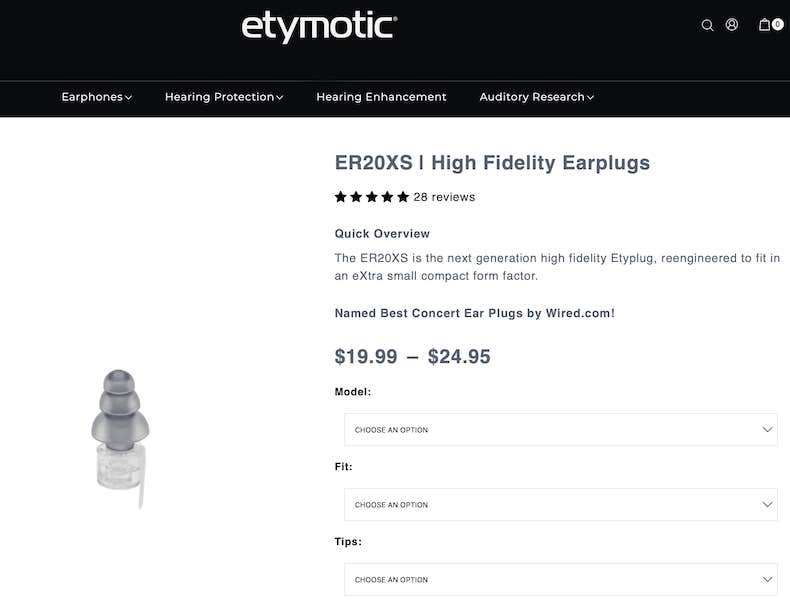Etymotic Research ER20XS Earplugs