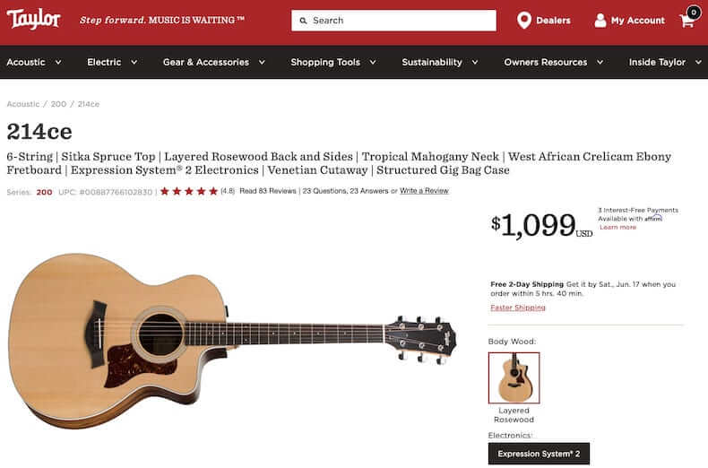 Taylor 214ce acoustic guitar