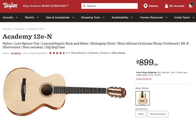 Taylor Academy 12e-N acoustic guitar