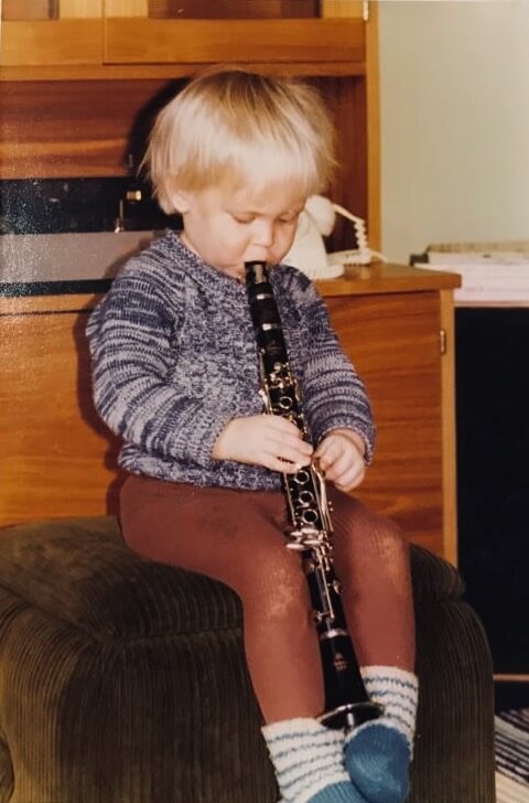 Tero Potila 2 years old, playing the clarinet.
