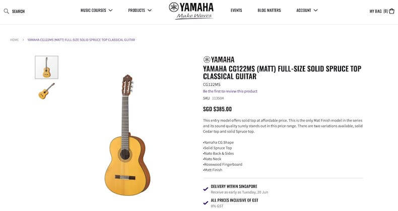 Yamaha CG122MS classical guitar