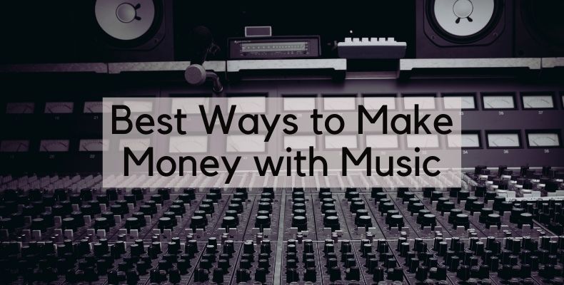 Best Ways to Make Money with Music: A recording studio's mixing desk and monitor speakers shown with the same view as what a professional producer sees when they get ready to work.