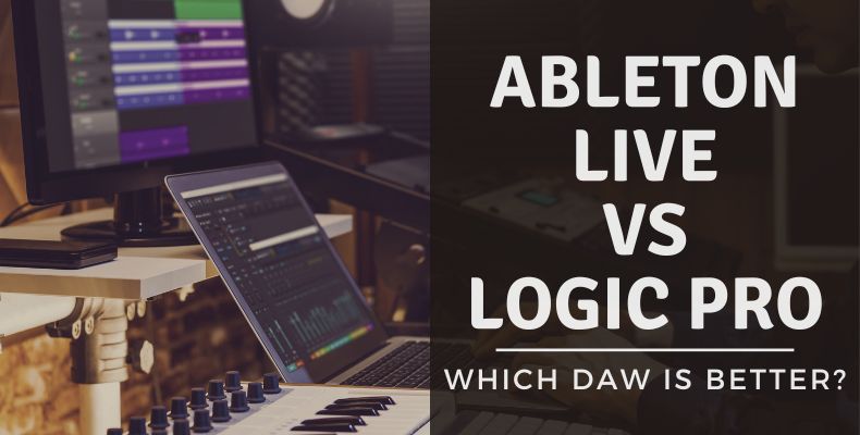 Ableton Live vs Logic Pro: Logic Pro on the computer screen in a recording studio