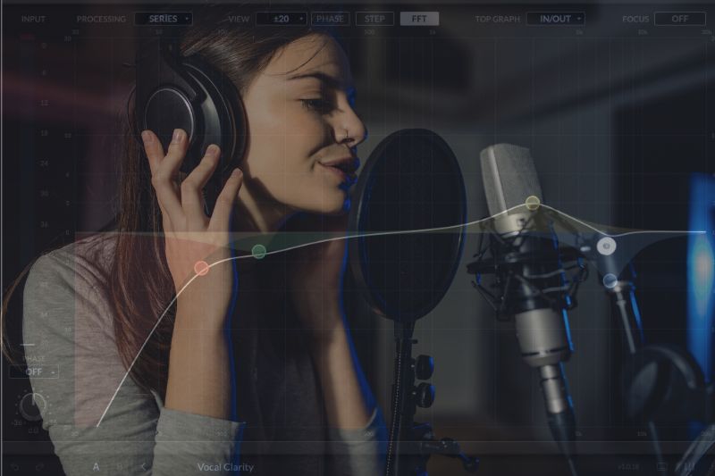 How To EQ Voclas: A woman wearing headphones and holding a microphone