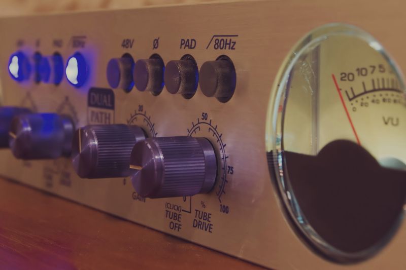 a close up of a microphone preamp