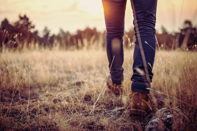 a person walking on a field