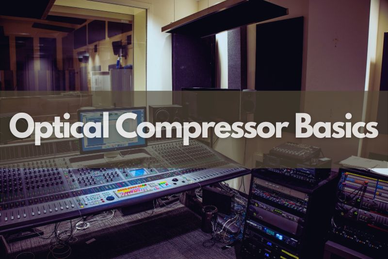 Optical Compressor Basics: A large sound mixer and studio rack gear in a professional recording studio room.