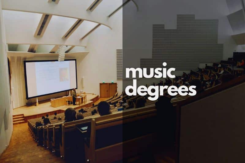 Music degrees: Students sitting in a lecture auditorium listening to their department of music professor