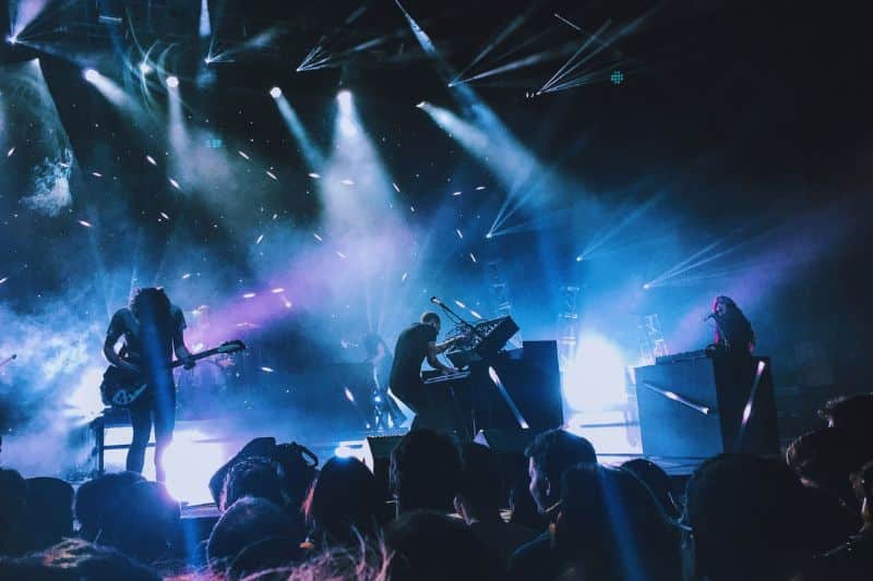 A live band performing on the stage.