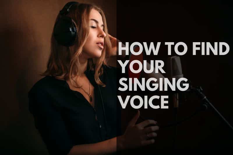 How to find your singing voice: An artist wearing headphones and singing into a microphone.